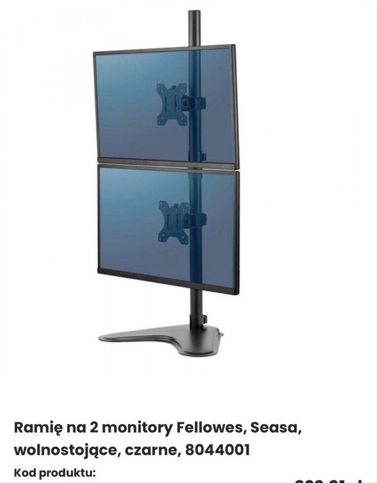 Pionowy uchwyt na 2 monitory Seasa FELLOWES czarne 8044001