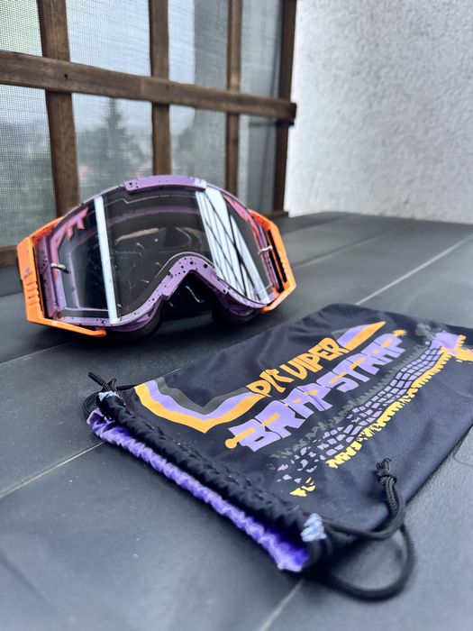 Gogle PIT Viper brapstrap, szyba clear fiolet enduro