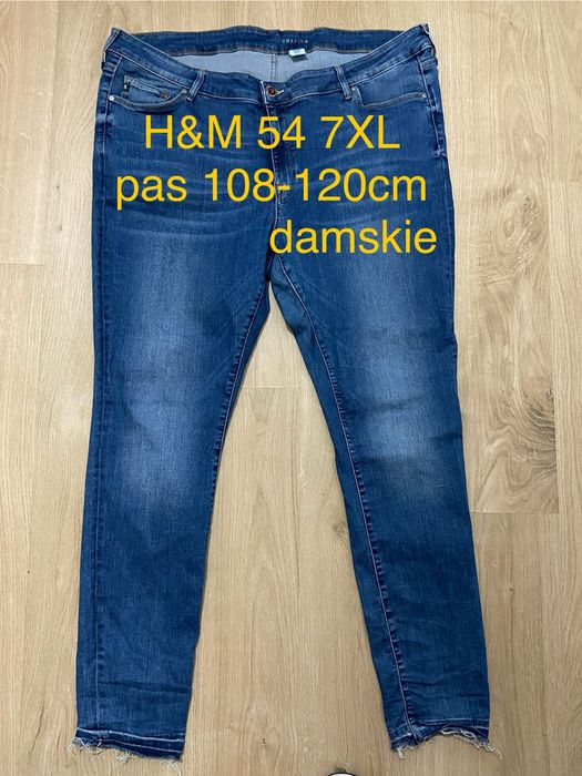H&M 54 7XL spodnie damskie dżinsy jeasny niebieskie shaping