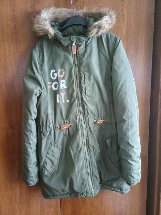 Zimowa Kurtka dziewczęca 158 zielona