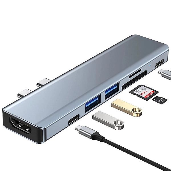 Tech-protect V5-hub Adapter 7in1 Grey
