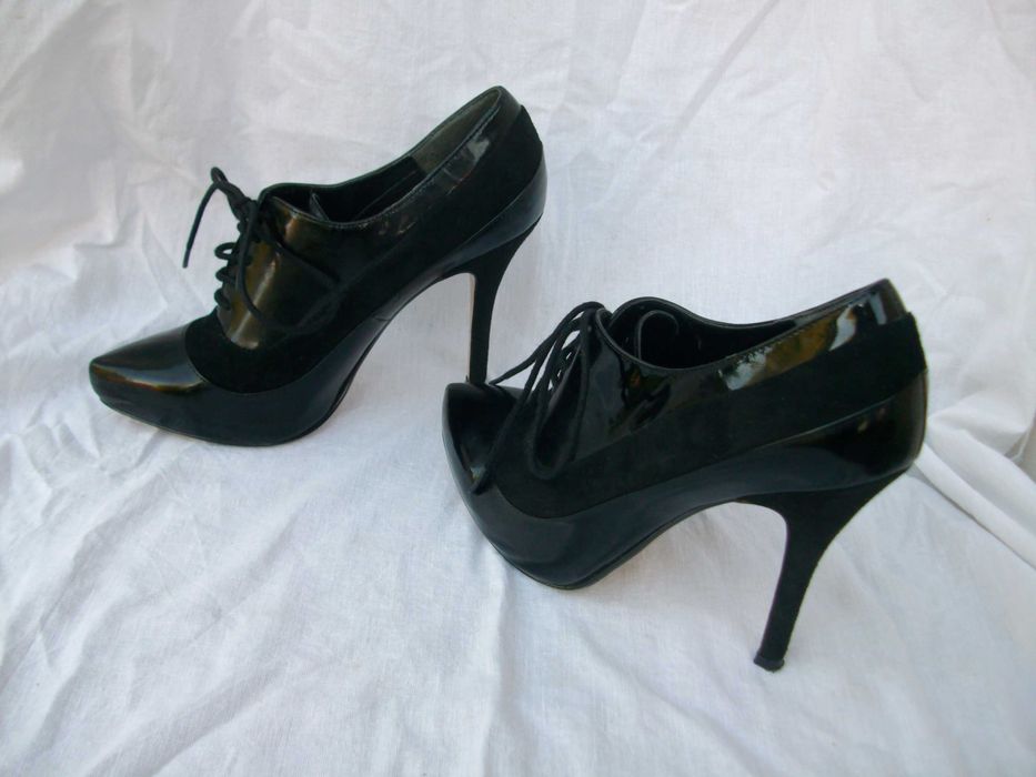 Dune Original skórzane botki szpilki sznurówki lakierki zamsz 37