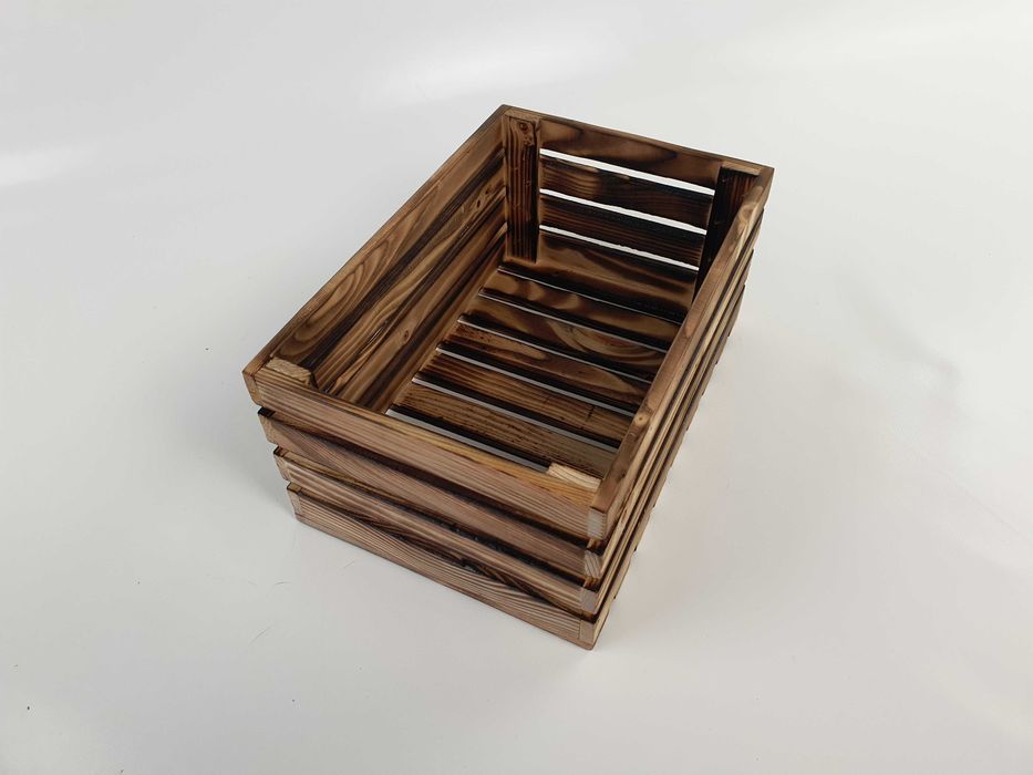 Skrzynka drewniana opalana PREMIUM półka dekoracyjna 30x20x13 rozm M