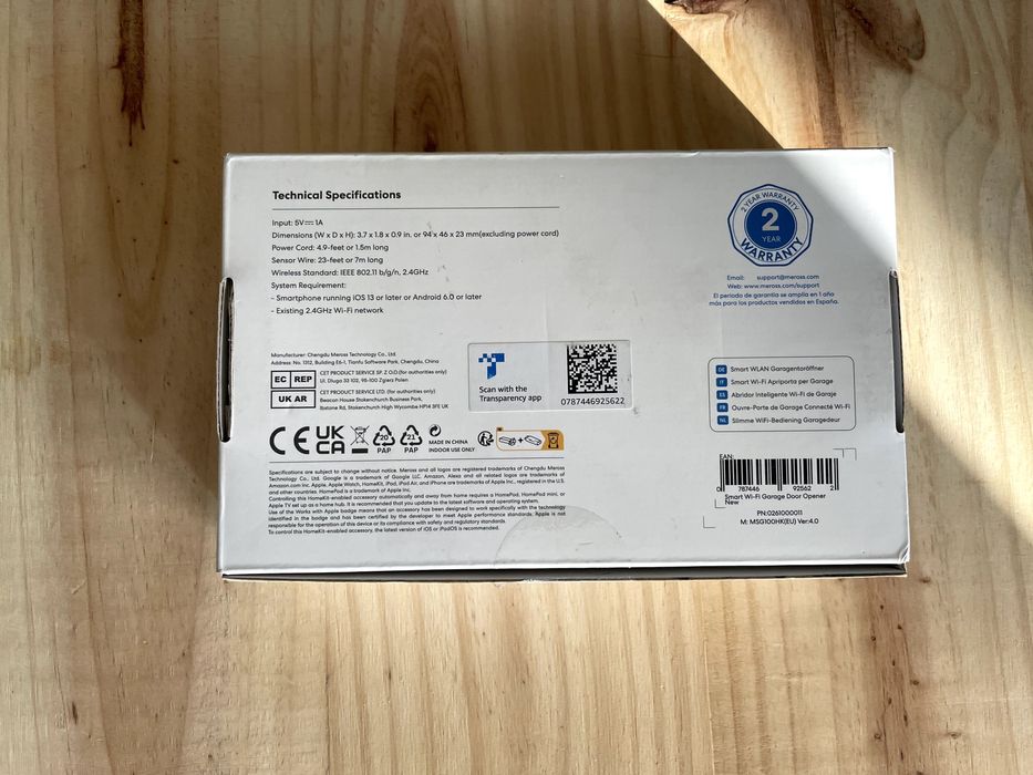 Smart Wi-Fi Garage Door Opener Meross