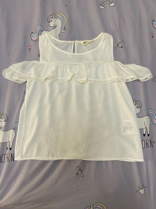 Біла футболка з воланами H&M розмір S-M