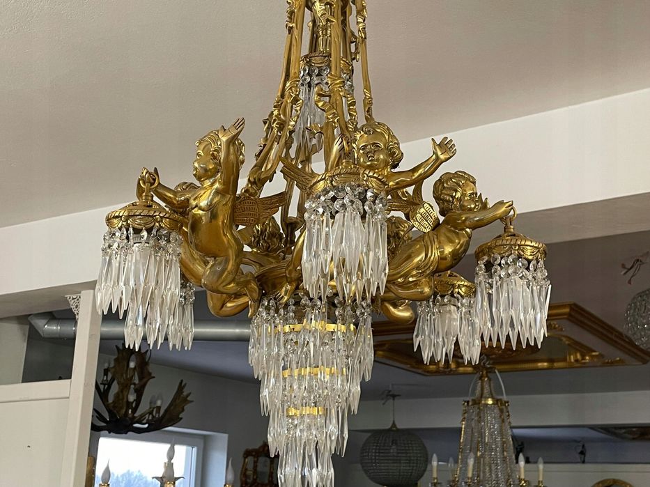 Żyrandol Pałacowy Wisząca Lampa 6 Aniołów