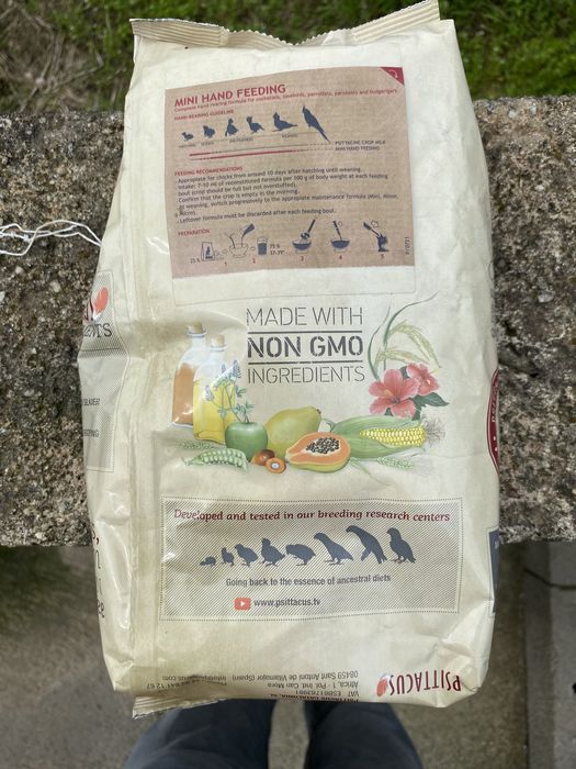 Papa para criação  a mão de caturras agaporns periquitos