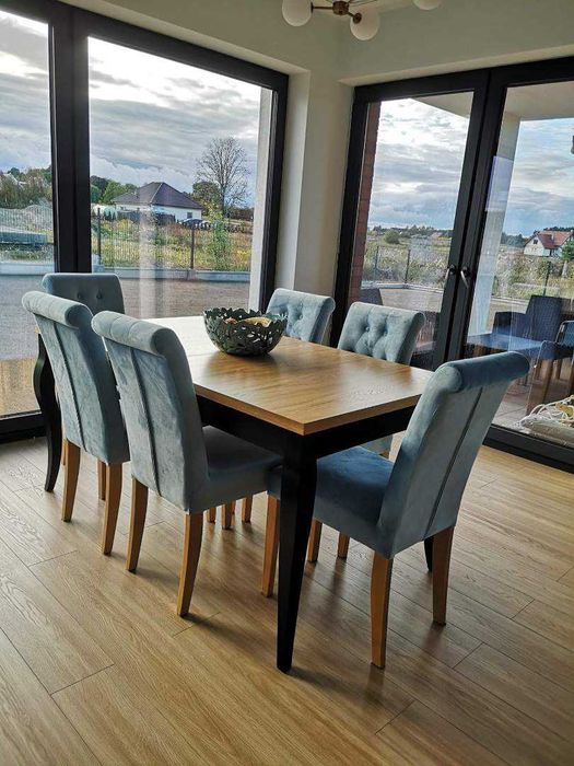 Zestaw -stół +6 krzeseł pikowanych do salonu jadalni kuchni Producent!