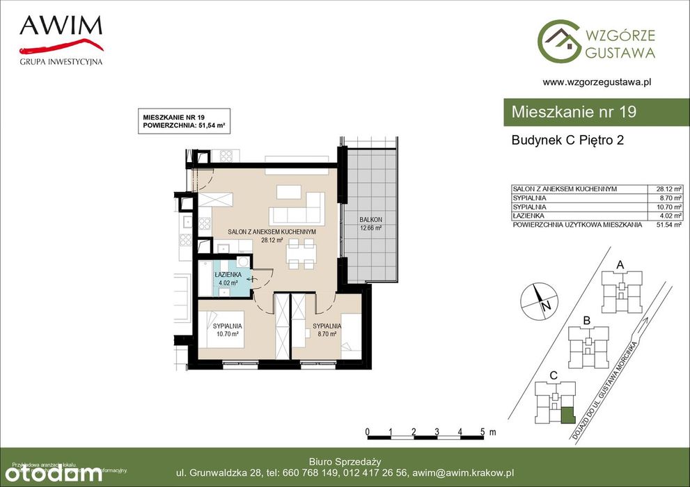 3-pokojowe 51,54m2 + balkon_C19