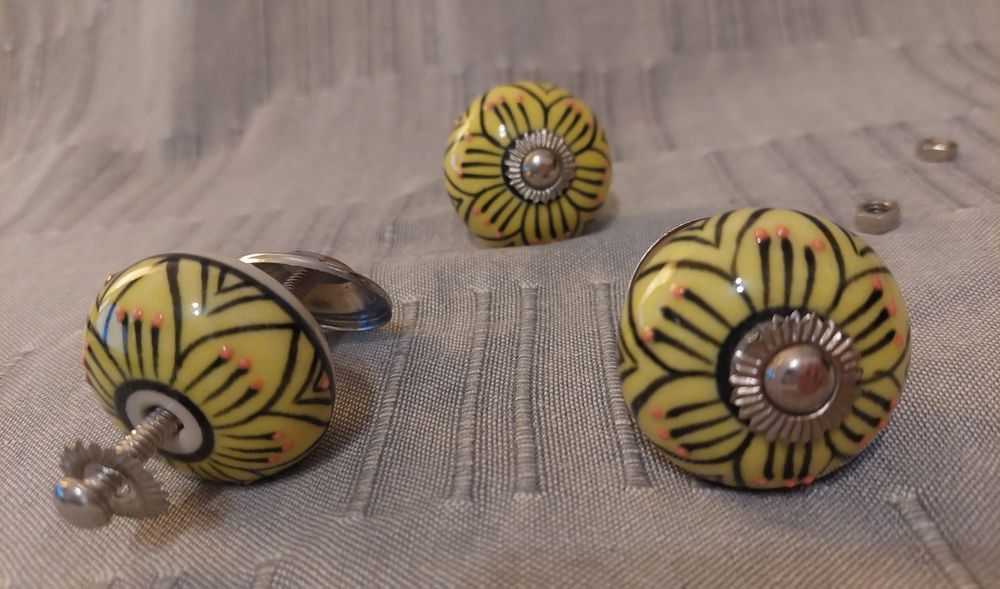 Gałki ceramiczne boho do szafki 3 sztuki