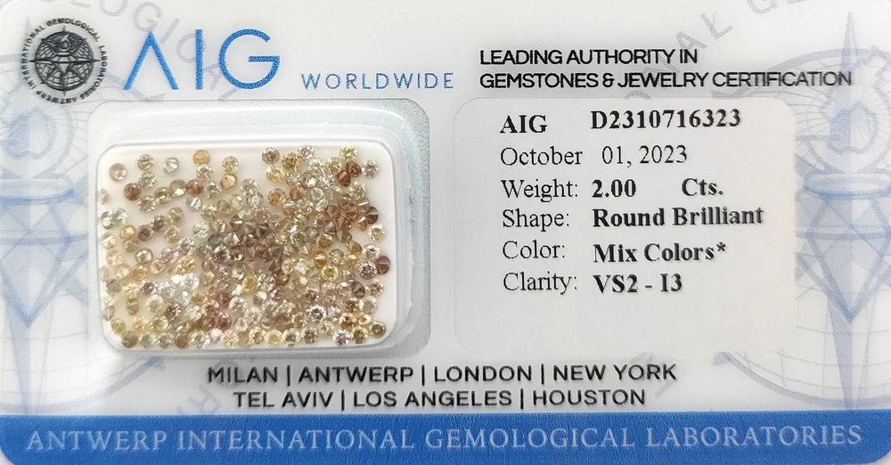 185 pcs Diamantes - 2.00 ct - Redondo - Mix Colors - VS2 - 13
