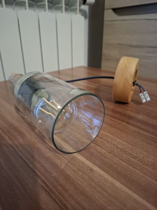 Ręcznie robiona lampa z butelki po winie - Loft/Rustic - Unikatowa!