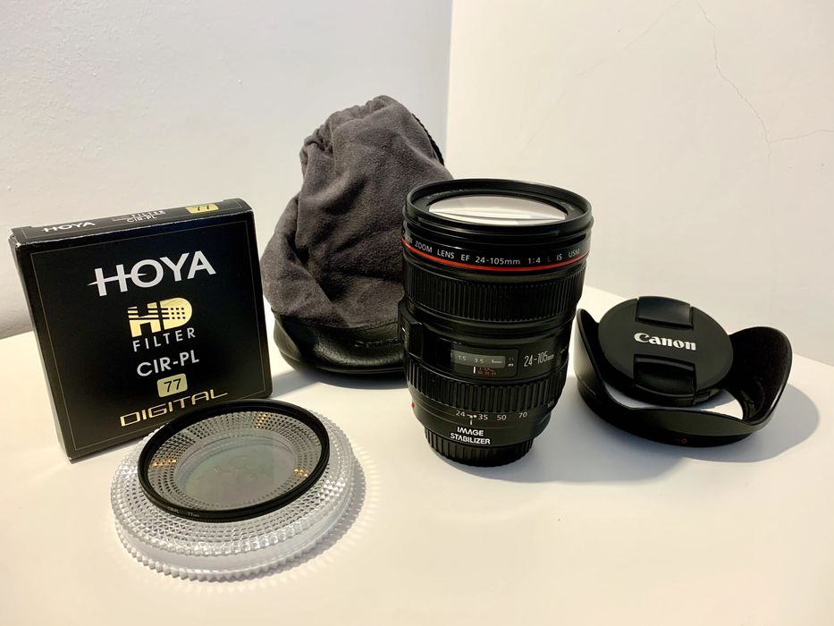Lente Canon EF 24-105 f4 L + Filtro PL Hoya HD