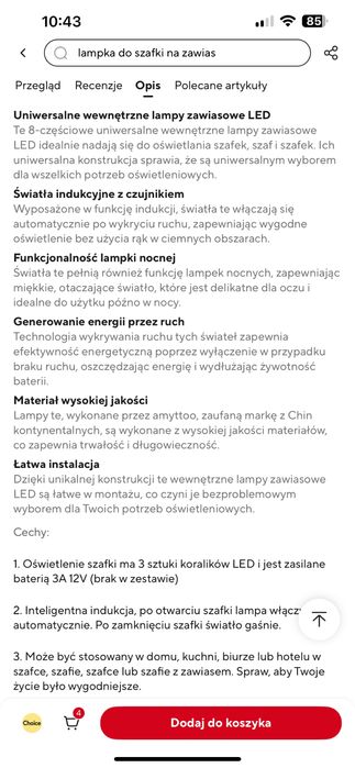 Oswietlenie wewnątrzszafkowe 8 szt