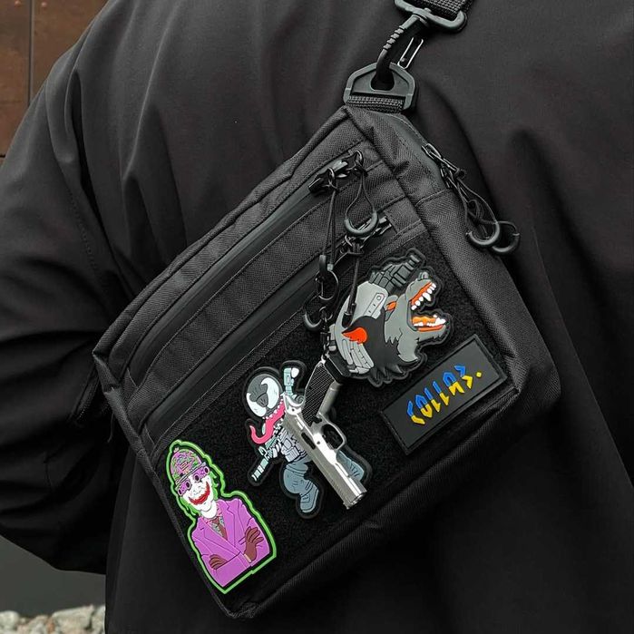 Тактична сумка Hunter M Black Месенджер з Оксфорд 1000D з Velcro