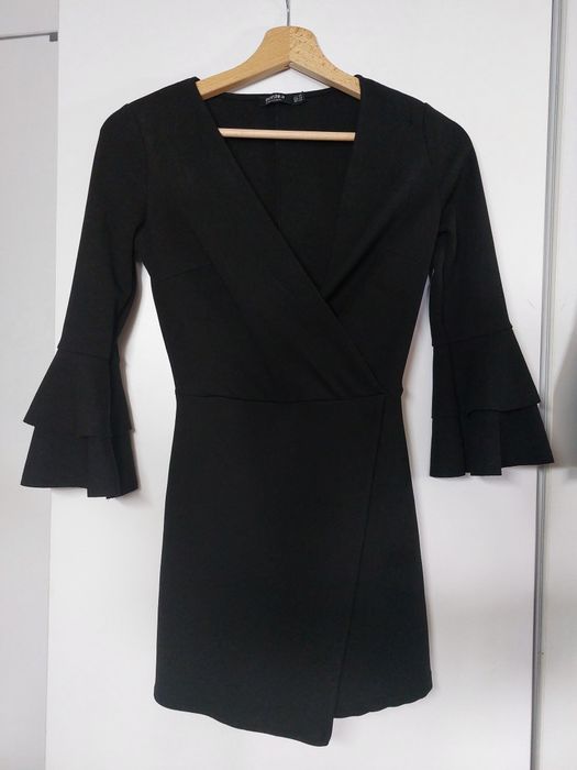 Czarny kombinezon 34/XS Bershka krótki kombinezon mała czarna sukienka