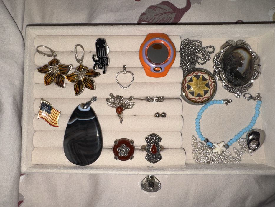 Вінтажні прикраси бохо янтарь vintage марказит  кільця кулон сережки