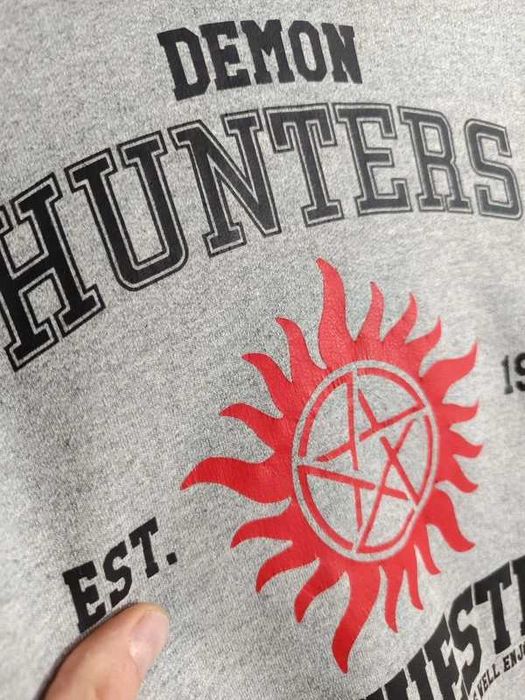 Bluza Supernatural Hoodie Demon Hunters Winchester Bros Grey Oversized Sweatshirt size L