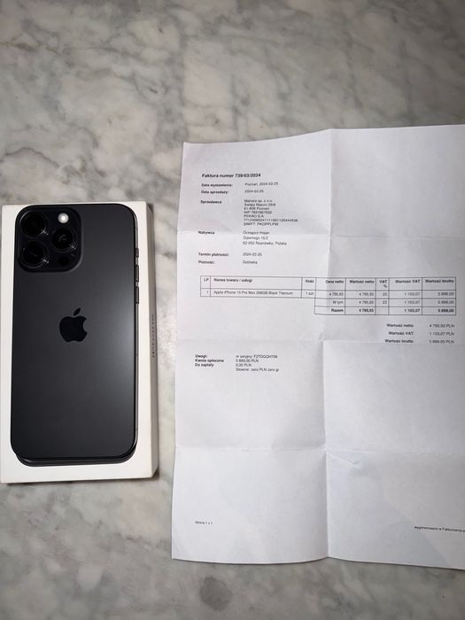 iPhone 15 Pro Max, NA GWARANCJI, 256GB, +Gratis