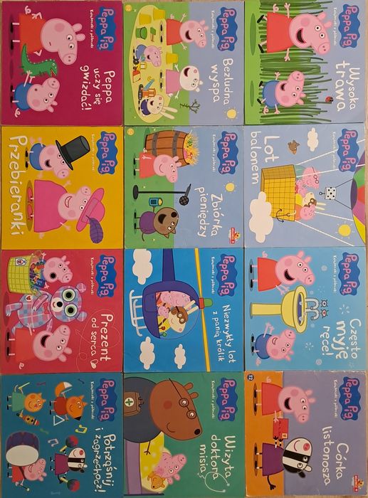 Zestaw książek opowiadających o przygodach Świnki Peppy 12+1