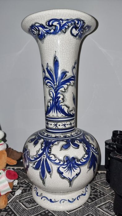 Vaso Antigo de Alcobaça  Faíreal  46 cm   Pintado à Mão