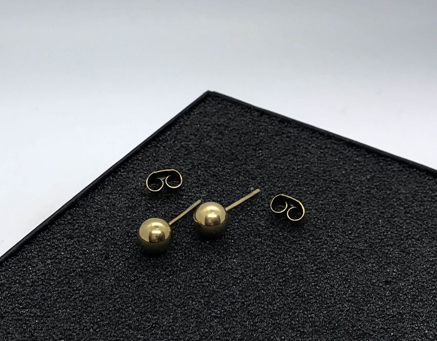 Kolczyki złote kulki 6mm wkrętki stal chirurgiczna