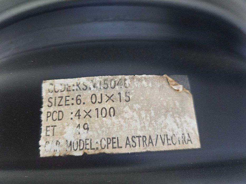 Диски Opel 4/100 R15 6J ET49 dia56.6mm