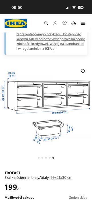 TROFAST Szafka ścienna, biały/biały, 99x21x30 cm