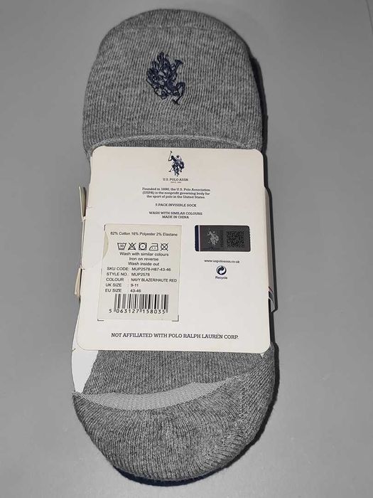 U.S. Polo Assn. Pięciopak Stopek Stopki Męskie 5 Par Hologram Nowe