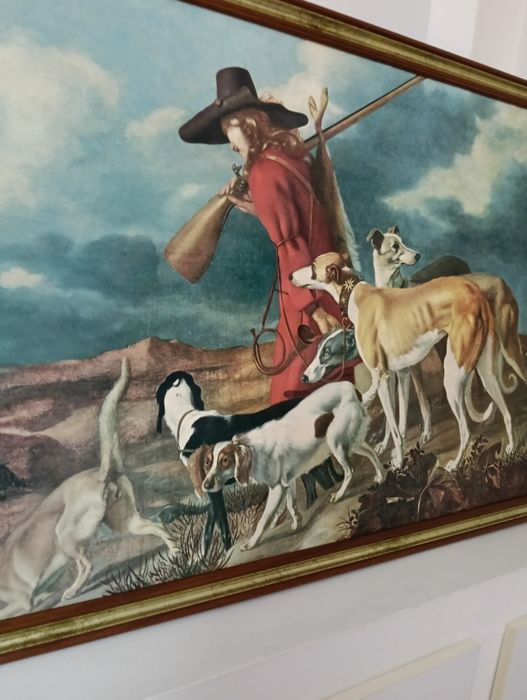Quadro réplica de Adriaen Carnelisz Beeldemaker com moldura em madeira