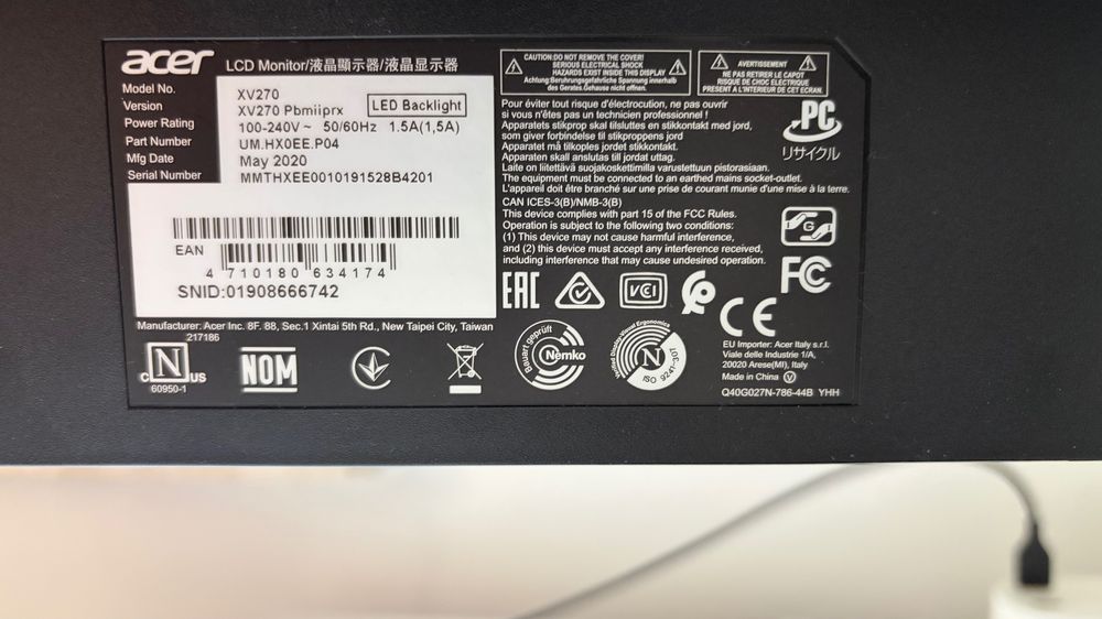 Monitor Acer 27” 60 hz