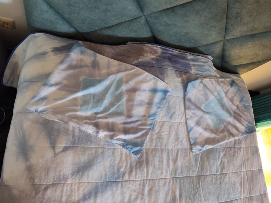 Edredom em tons de azul e cinza [OFERTA DE FRONHAS]