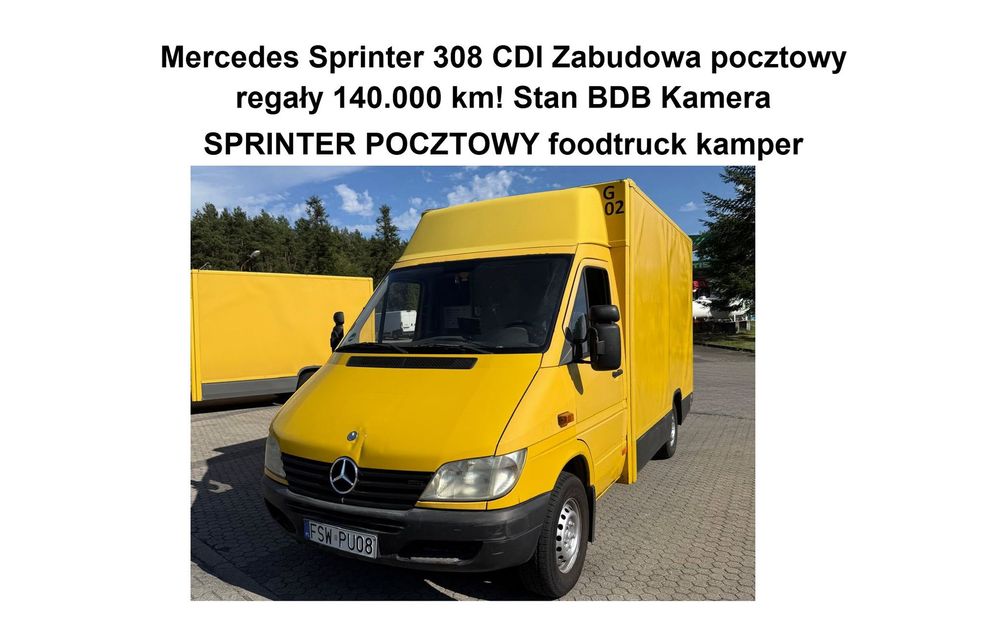 Mercedes-Benz SPRINTER POCZTOWY foodtruck kamper  Mercedes Sprinter 308 CDI pocztowy regały 140.000 km! Stan BDB Kamera