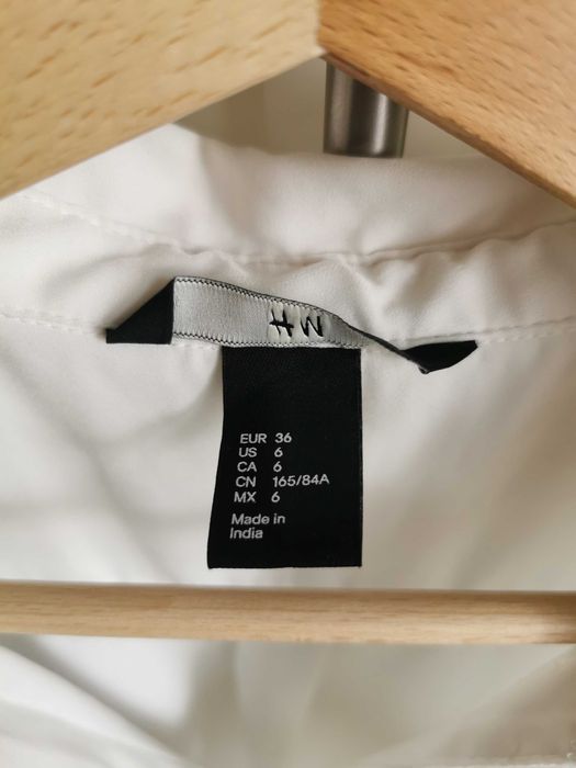 Biała śmietankowa koszula bez rękawów satynowa H&M 36 S