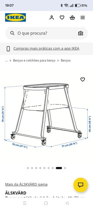 Berço bebe com rodas