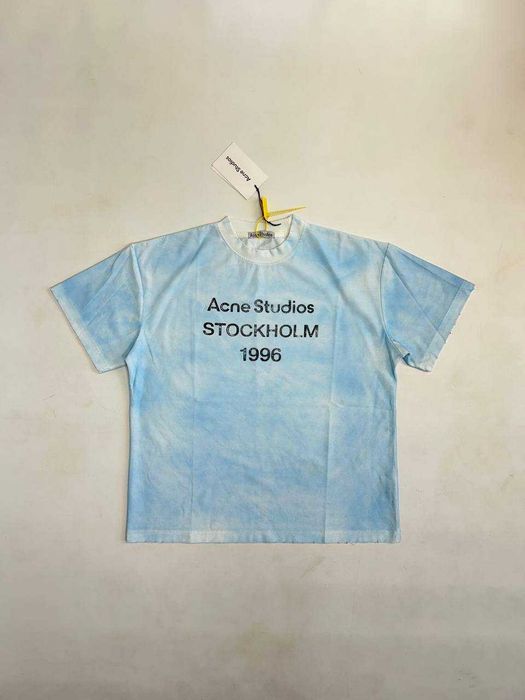 Футболка блакитна Acne Studios STOCKHOLM 1996 archive distressed