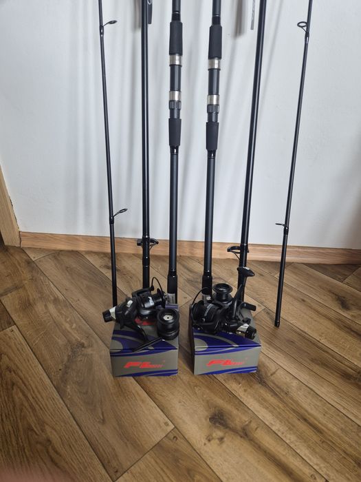 Zestaw 2x wędka karpiowa 390cm 2x  kołowrotek wolny bieg