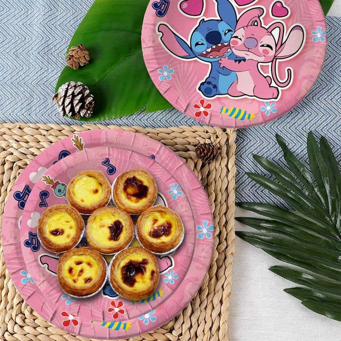 Zestaw talerzyki kubki urodzinowe Stich i Angel Lilo dla dzieci 71 elementów