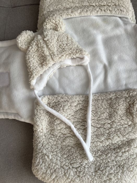 Конверт тедді молочного кольору на виписку зима-весна