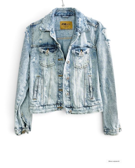 Kurtka jeansowa katana z dziurami niebieska Denim Core XS
