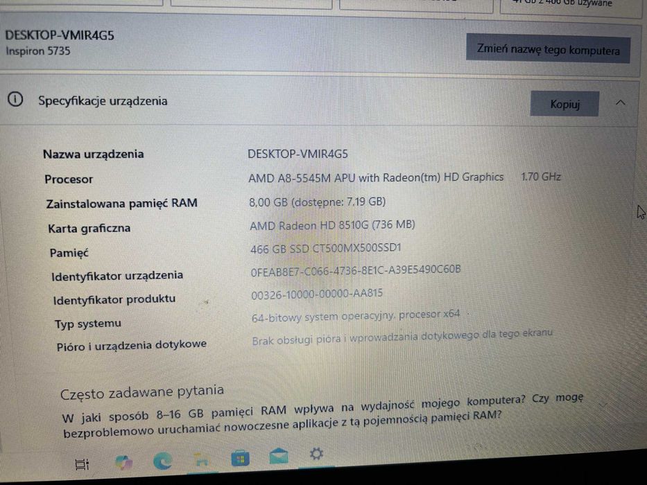 dell inspiron  M731R 5735