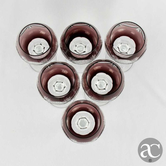 Conjunto de 6 Copos / Taças Doublé em Cristal Alemão, 24% de chumbo