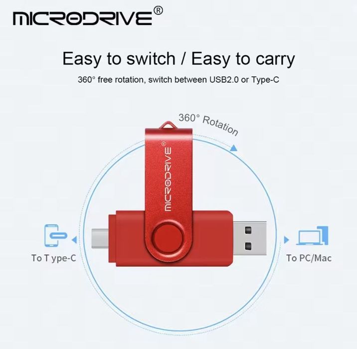 USB Флешка 2в1 128ГБ Type-C/USB для телефону, комп'ютера OTG Microdriv