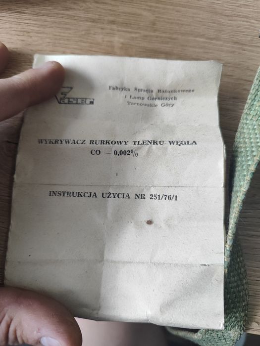 Wykrywacz rurkowy tlenku węgla 1983 rok faser