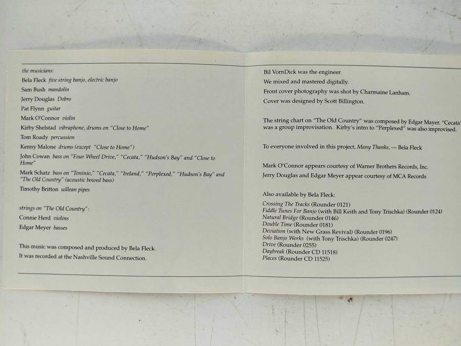 Okładka CD Béla Fleck Inroads poligrafia OP+OT bez płyty !!