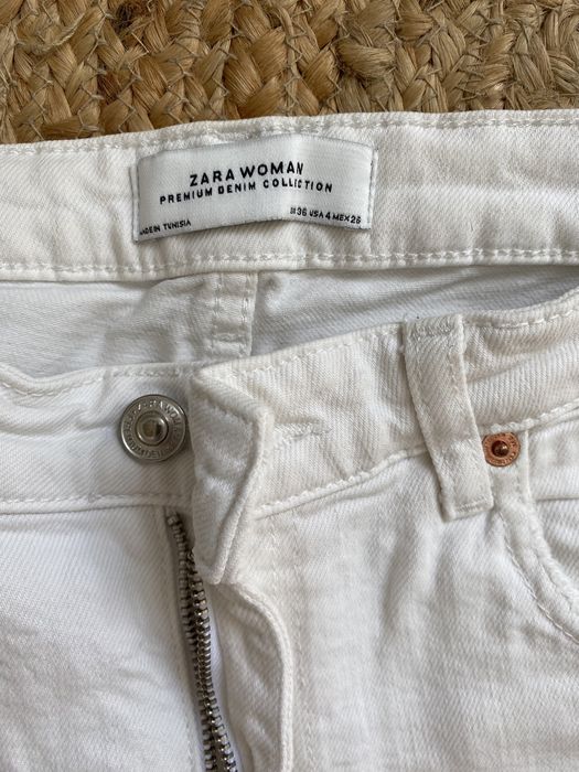 Białe spodnie jeansy Zara 36