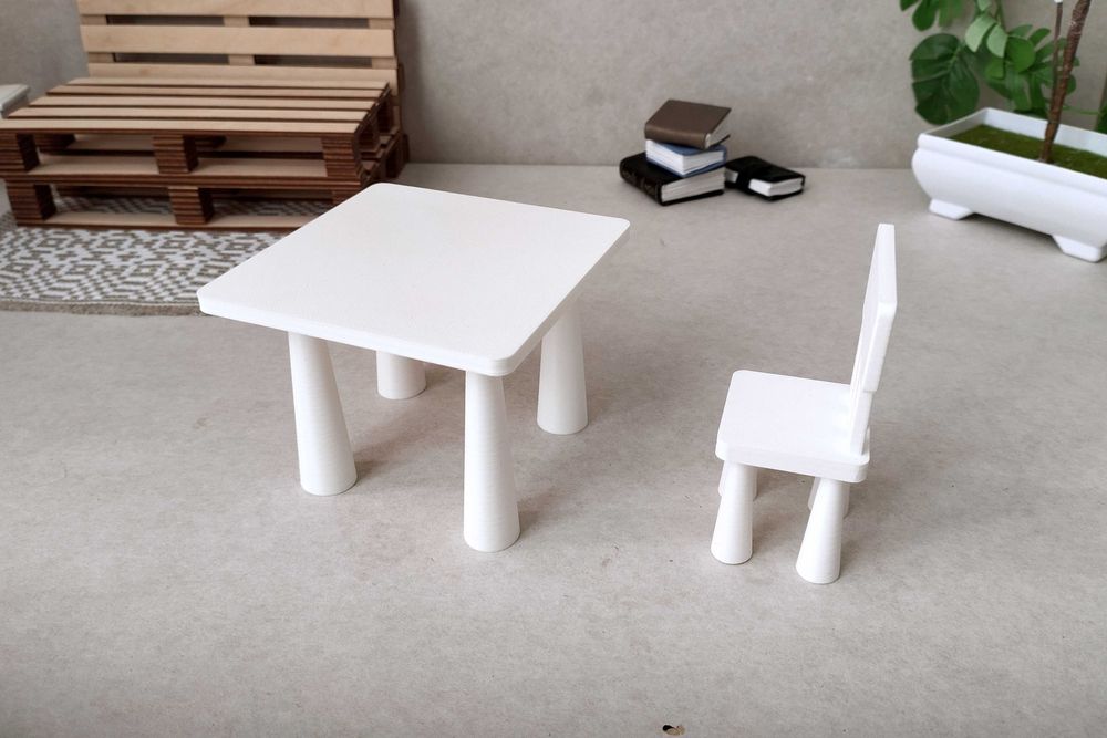 Mammut miniaturowy stół krzesło 1:8 skala części budowy zestaw mebli