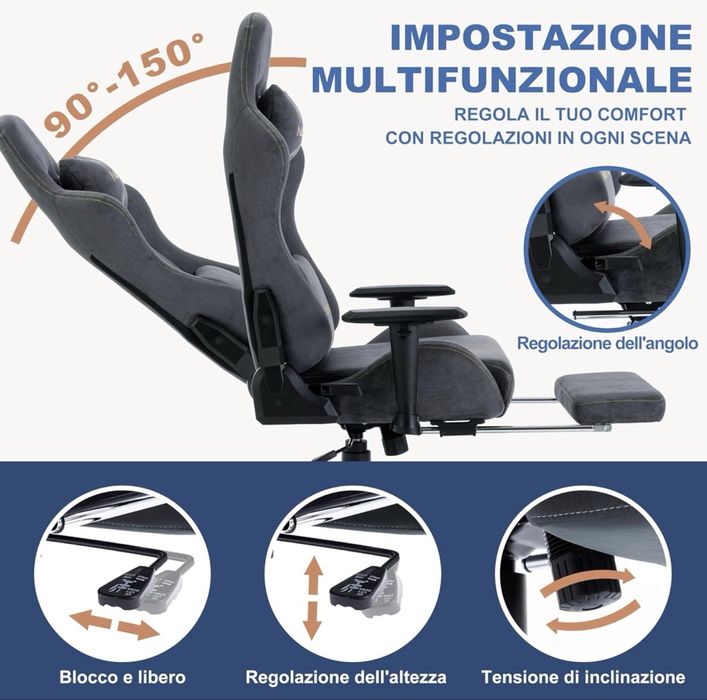 Cadeira Gaming cinza (Nova)