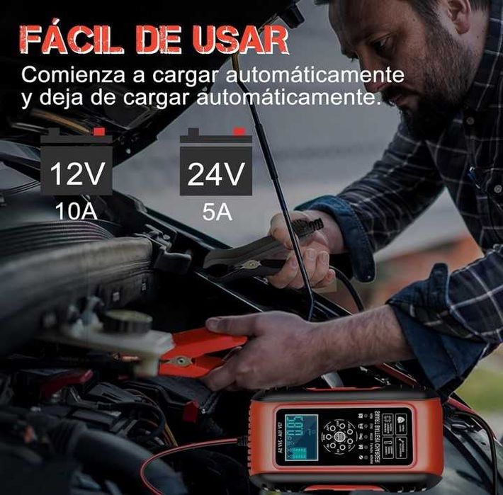 Carregador inteligente bateria 12V 10A/ 24V 5A LifePO4 AGM GEL Chumbo