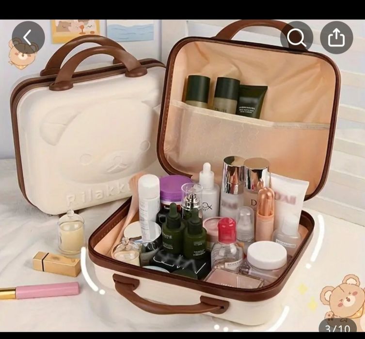 Рожевий дитячий чемодан для косметики для мандрів